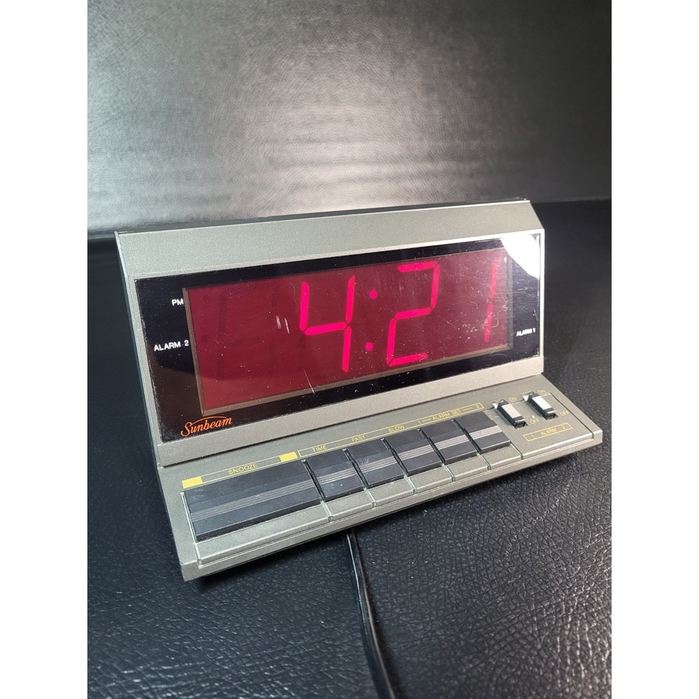 Vintage Sunbeam Digital LED Dual Alarm Clock with Snooze - Manual 887-36 Tested